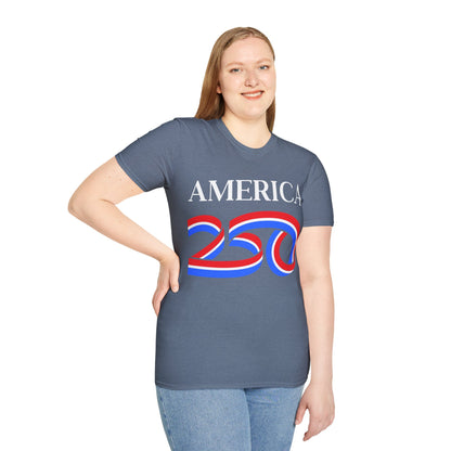 America 250 White font, Dark colors, Unisex T-Shirt by theGreenDragonTavern.shop