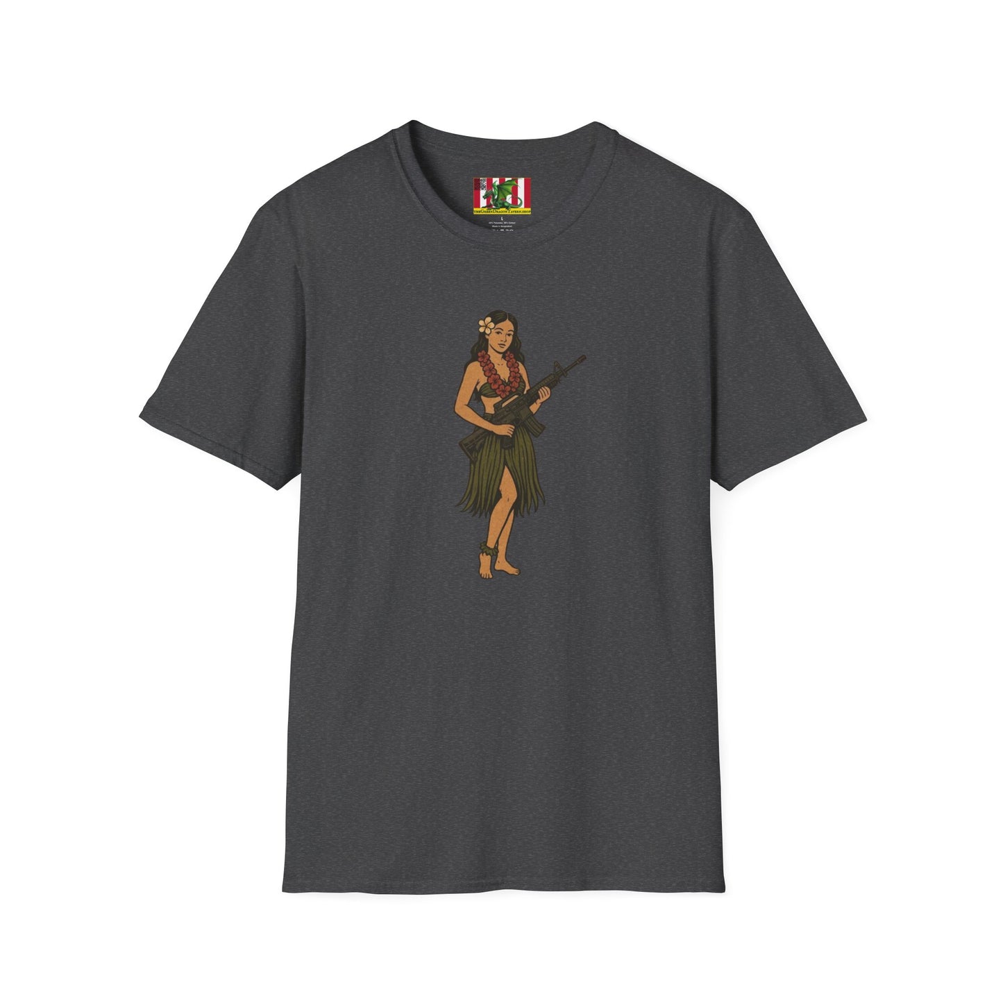 Hula Girl Packin' Heat Dark colors Unisex T-Shirt by theGreenDragonTavern.shop
