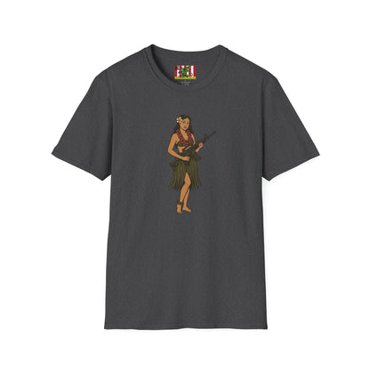Hula Girl Packin' Heat Dark colors Unisex T-Shirt by theGreenDragonTavern.shop