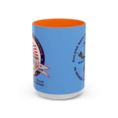 DNASM 2-sided, Founding & Student Art Light Blue Accent Mug by theGreenDragonTavern.shop