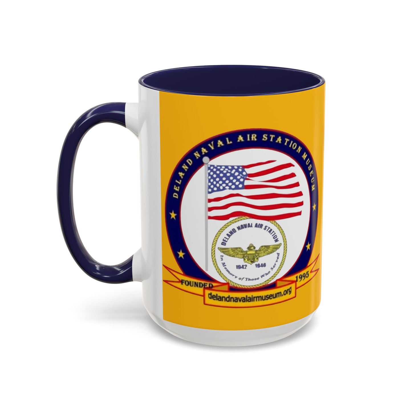 DeLand Naval Air Station Museum Yellow Accent Mug by theGreenDragonTavern.shop