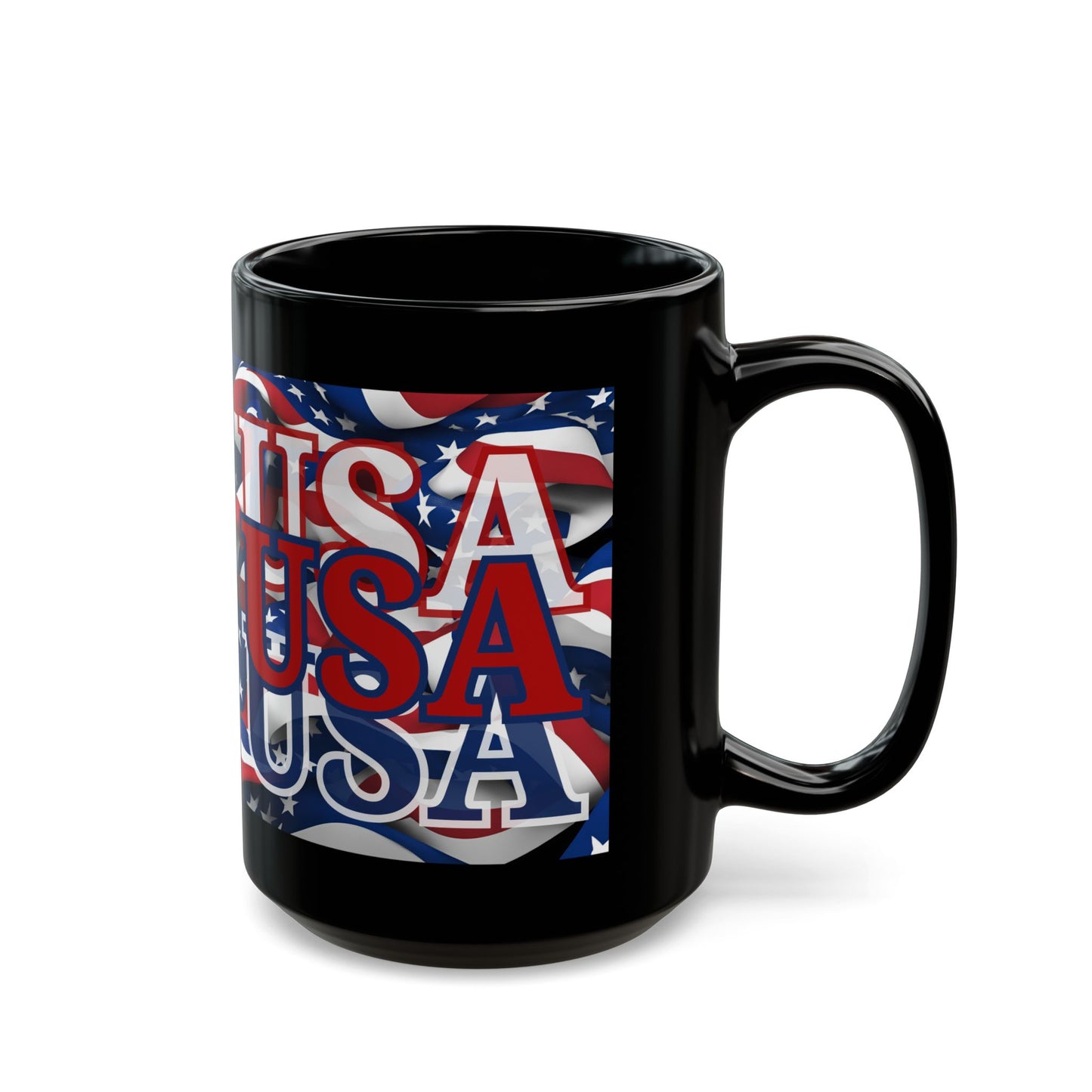 USA RDfont Center Patriot Black Mug by theGreenDragonTavern.shop