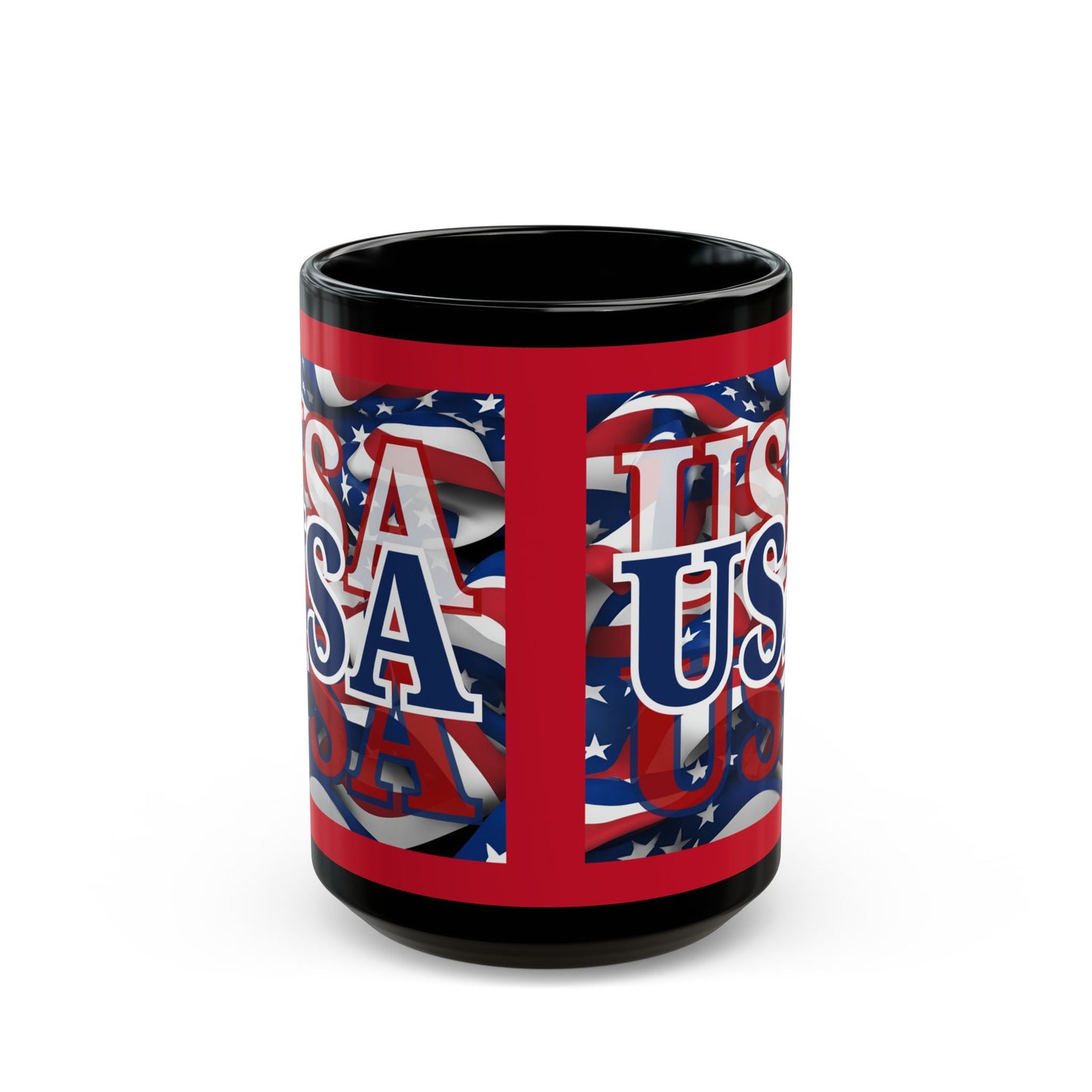 USA Blue font Center Patriot Red Mug by theGreenDragonTavern.shop