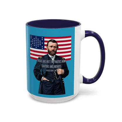 "Traitors and Patriots" Ulysses Grant Turquoise Accent Mug by theGreenDragonTavern.shop