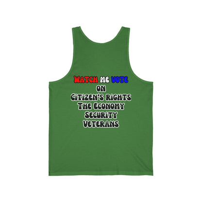 2-sided, I Am Woman Watch Me Vote Unisex Jersey Tank Top by theGreenDragonTavern.shop