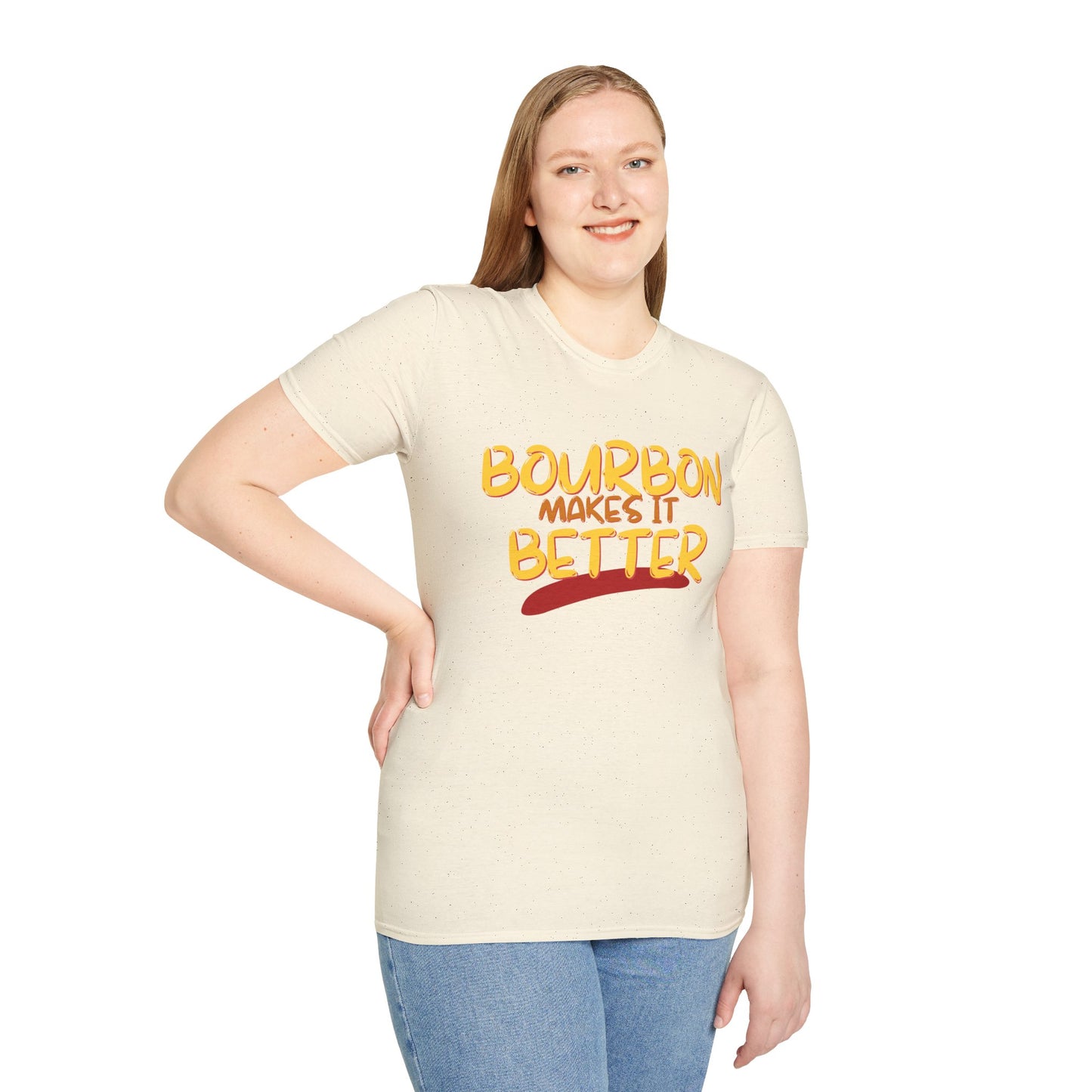 Bourbon makes it better Light colors Unisex T-Shirt by theGreenDragonTavern.shop
