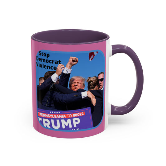 Stop Democrat Violence Pink Accent Mug by theGreenDragonTavern.shop