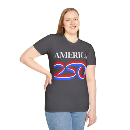 America 250 White font, Dark colors, Unisex T-Shirt by theGreenDragonTavern.shop