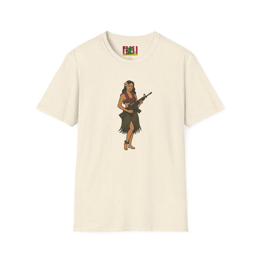 Hula Girl Packin' Heat Light colors Unisex T-Shirt by theGreenDragonTavern.shop