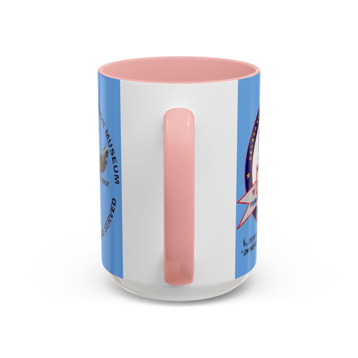 DNASM 2-sided, Founding & Student Art Light Blue Accent Mug by theGreenDragonTavern.shop
