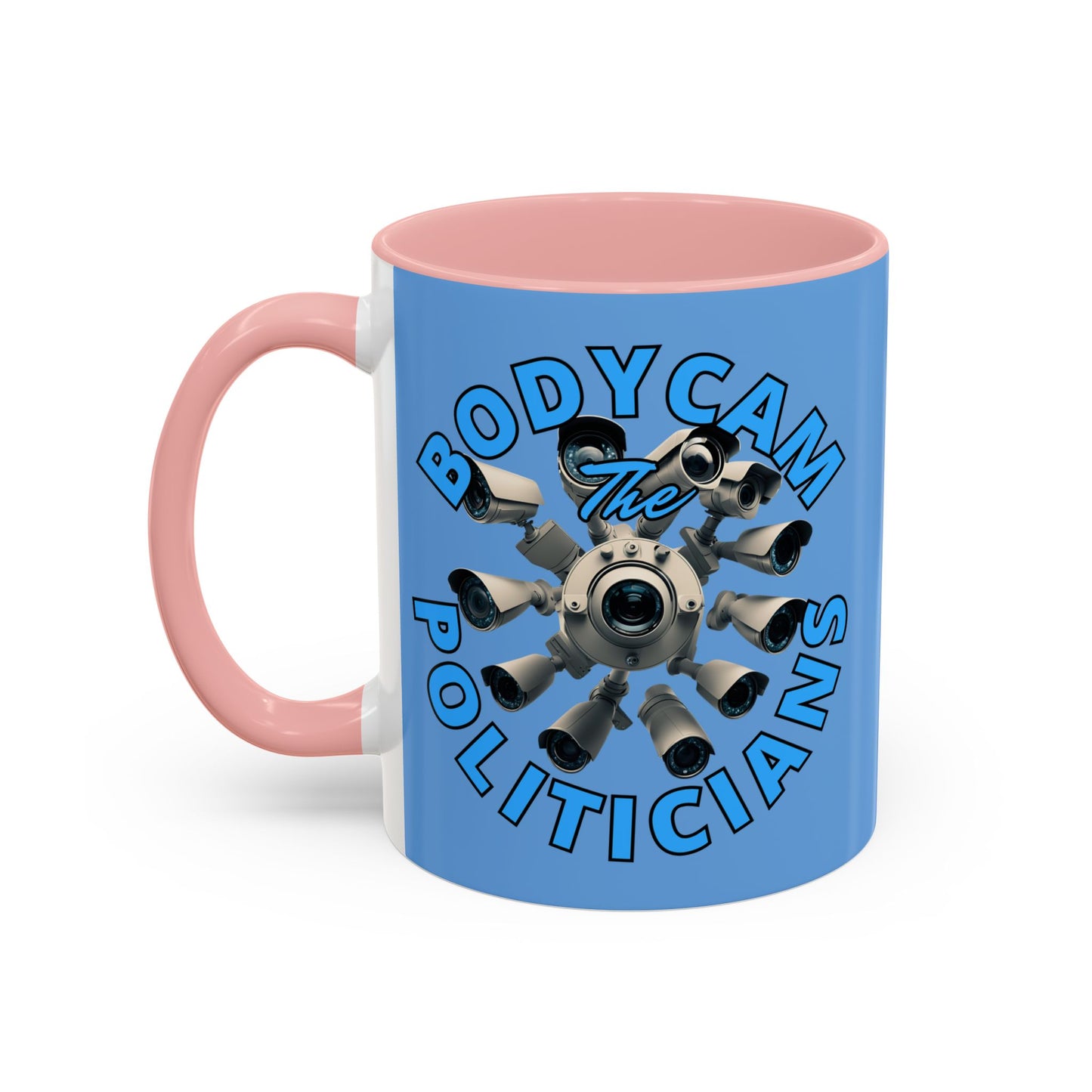 Bodycam the Politicians Cameras Blue Accent Mug by theGreenDragonTavern.shop