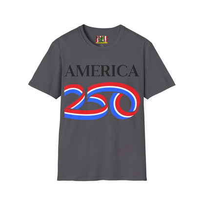 America 250 Black font, Dark colors, Unisex T-Shirt by theGreenDragonTavern.shop