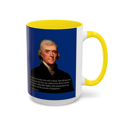We hold these truths to be self-evident Dark Blue Accent Mug by theGreenDragonTavern.shop