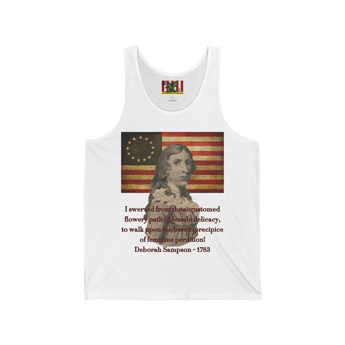 Deborah Sampson, America's Mulan Unisex Jersey Tank Top by theGreenDragonTavern.shop