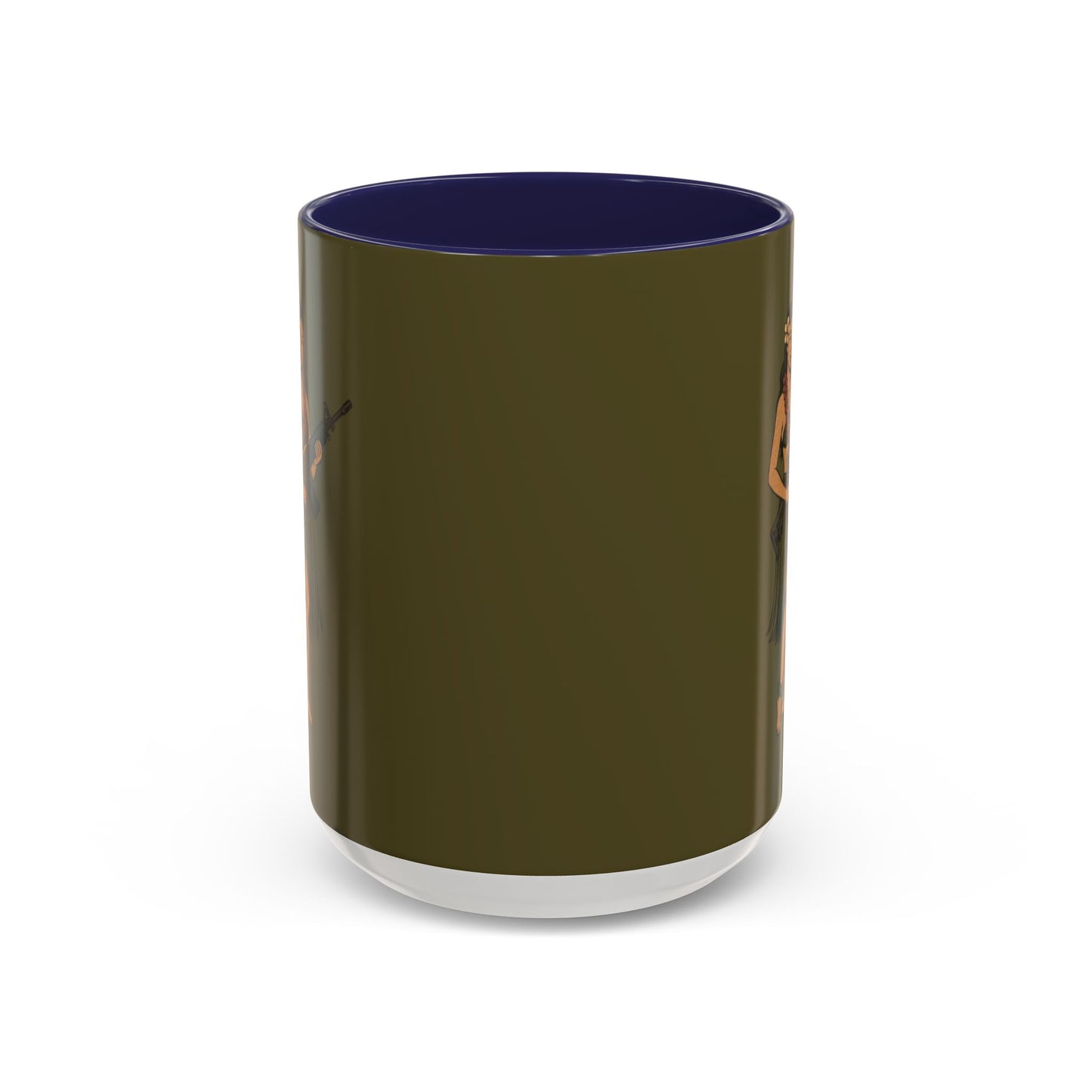 Hula Girl Packin' Heat Dark Green Accent Mug by theGreenDragonTavern.shop