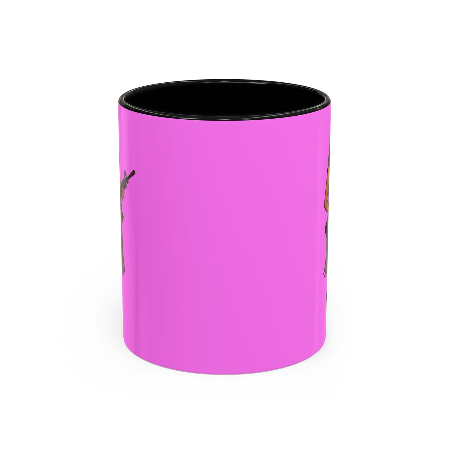 Hula Girl Packin' Heat Pink Accent Mug by theGreenDragonTavern.shop