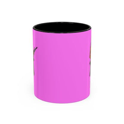 Hula Girl Packin' Heat Pink Accent Mug by theGreenDragonTavern.shop