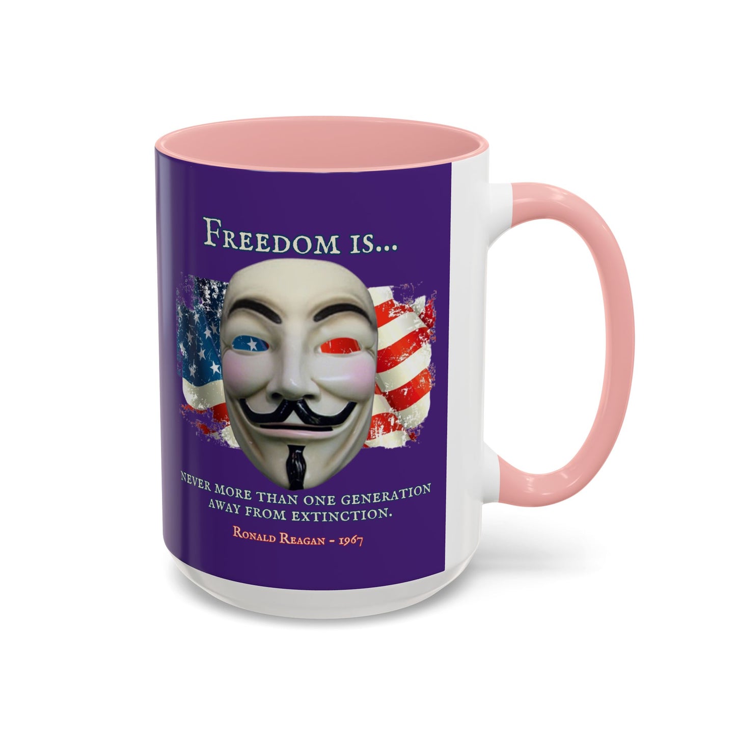 Ronald Reagan Freedom Vendetta Purple Accent Mug by theGreenDragonTavern.shop