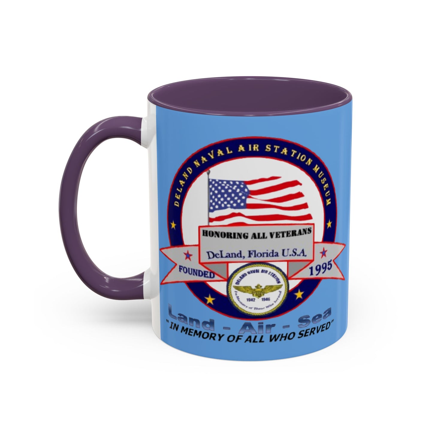 DNASM 2-sided, Founding & Student Art w/WhiteBG Light Blue Accent Mug by theGreenDragonTavern.shop