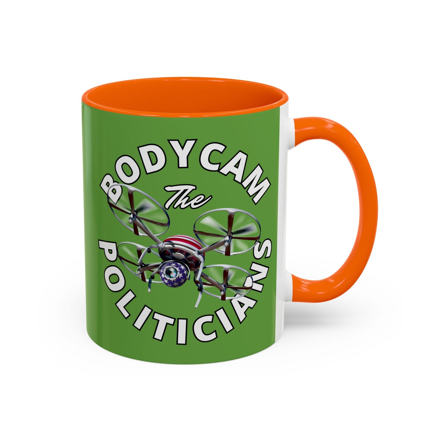 Bodycam the Politicians Drone Green Accent Mug by theGreenDragonTavern.shop