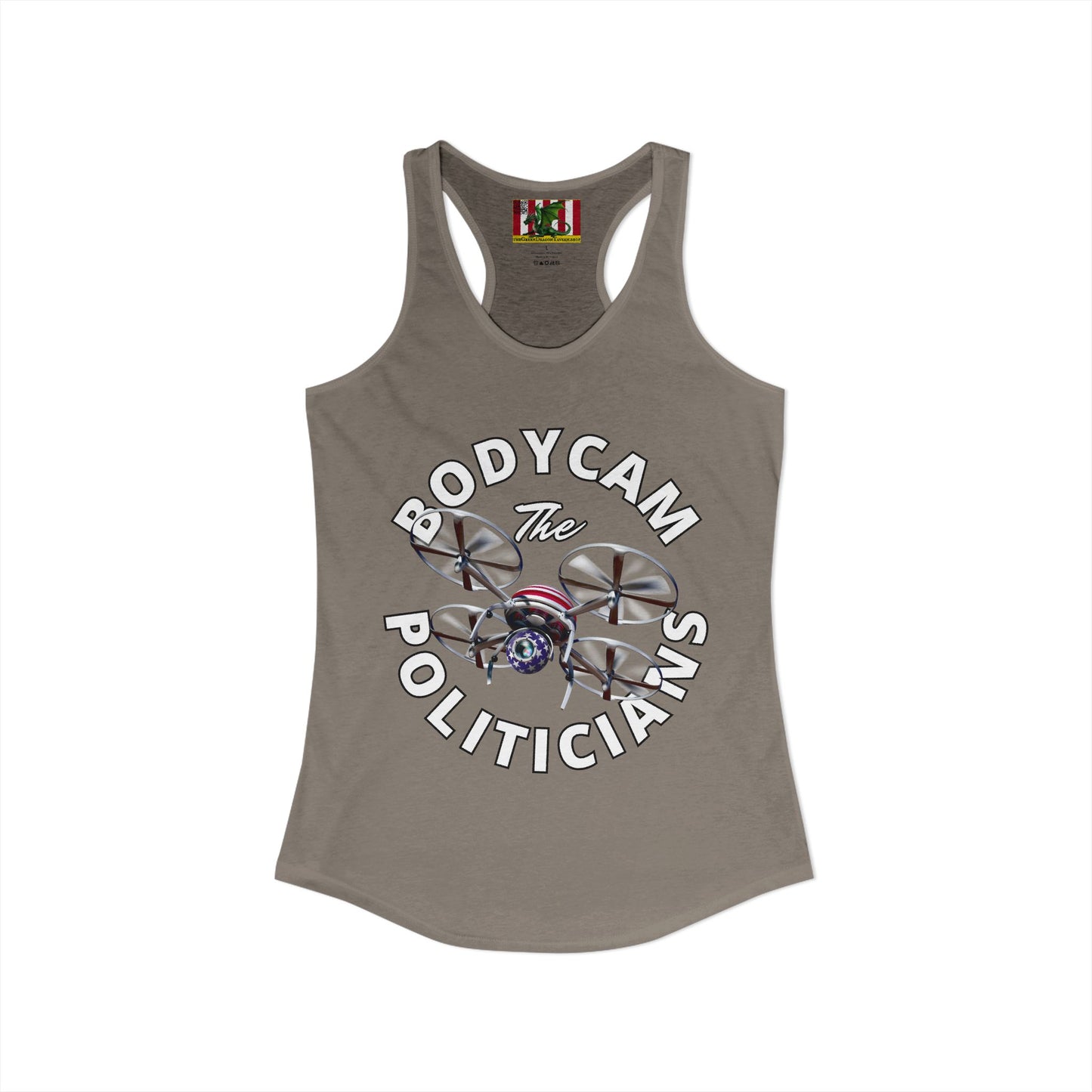 Bodycam the Politicians Drone Women's Racerback Tank Top by theGreenDragonTavern.shop
