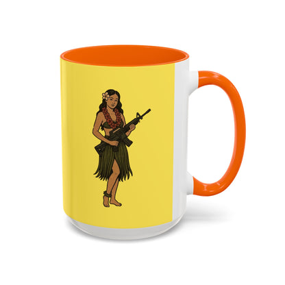 Hula Girl Packin' Heat Pineapple Accent Mug by theGreenDragonTavern.shop