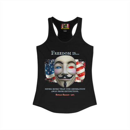 Ronald Reagan Freedom Vendetta Women's Racerback Tank Top by theGreenDragonTavern.shop