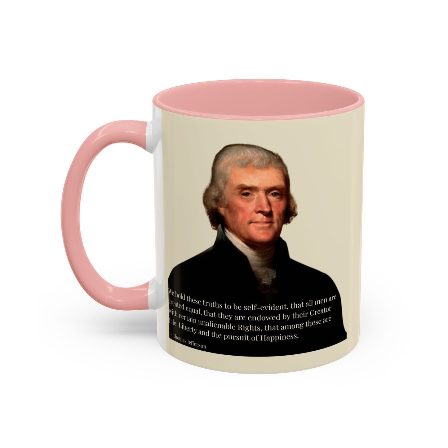 We hold these truths to be self-evident Parchment Yellow Accent Mug by theGreenDragonTavern.shop