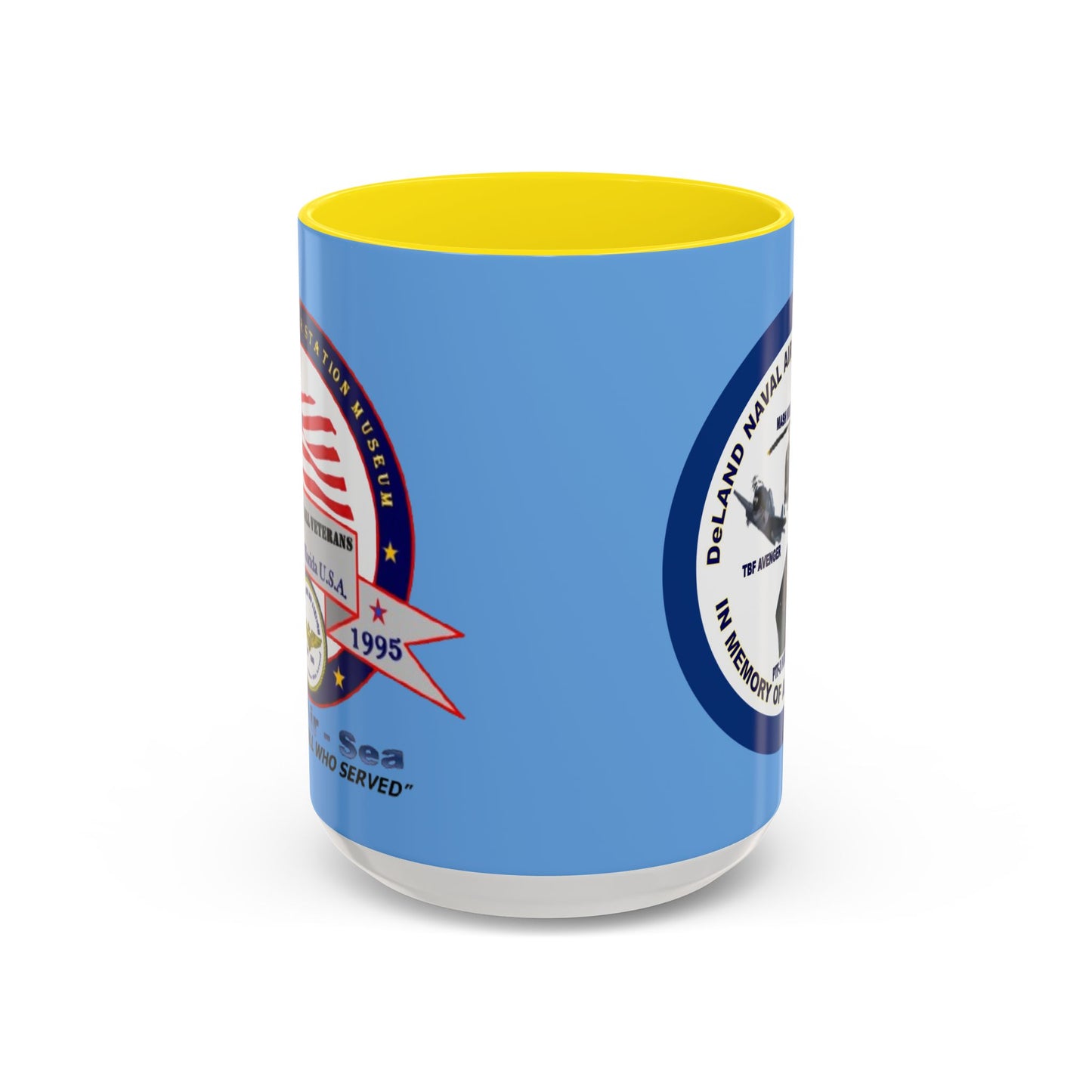 DNASM 2-sided, Founding & Student Art w/Navy Ring Light Blue Accent Mug by theGreenDragonTavern.shop
