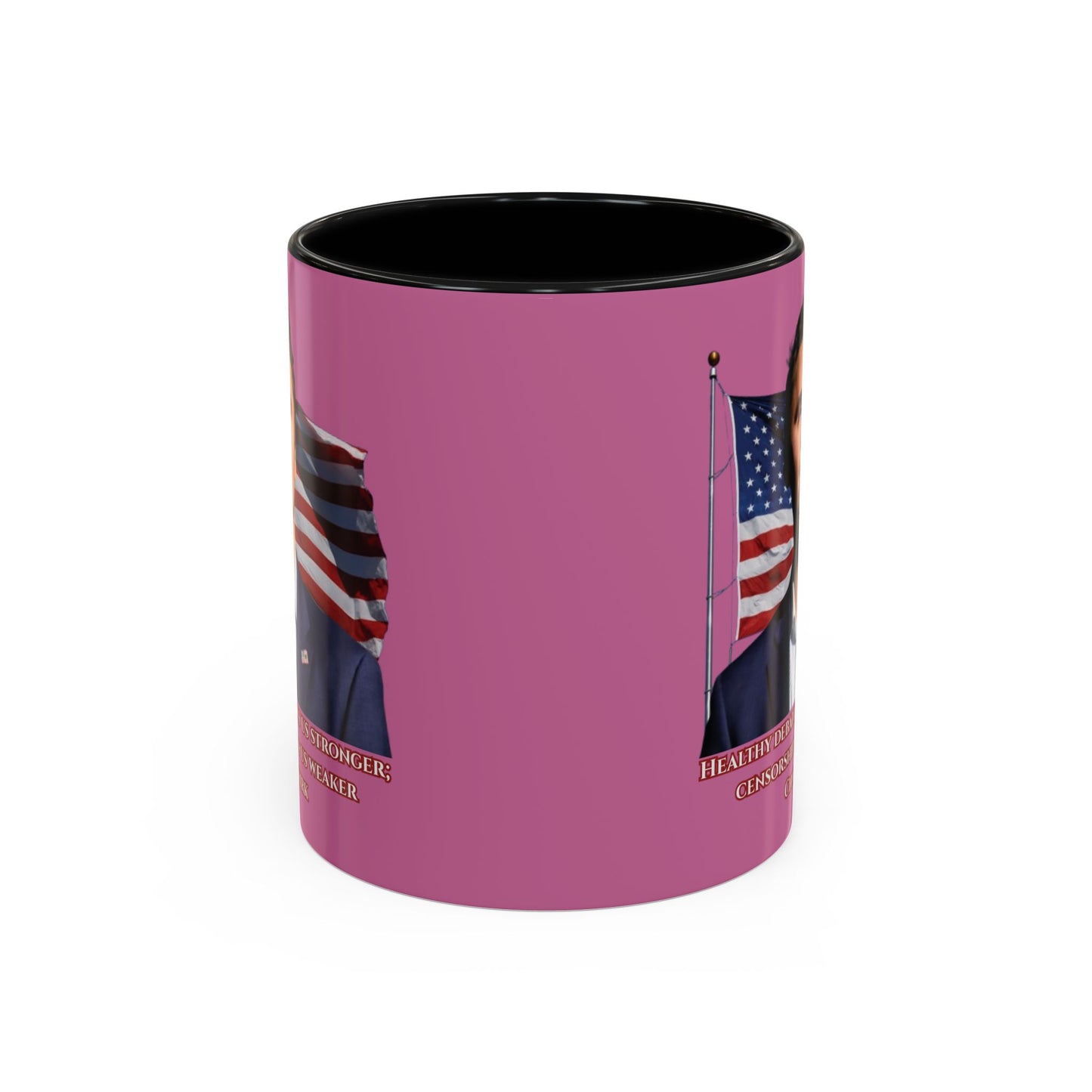 Charlie Kirk, Healthy Debate Pink Accent Mug by theGreenDragonTavern.shop