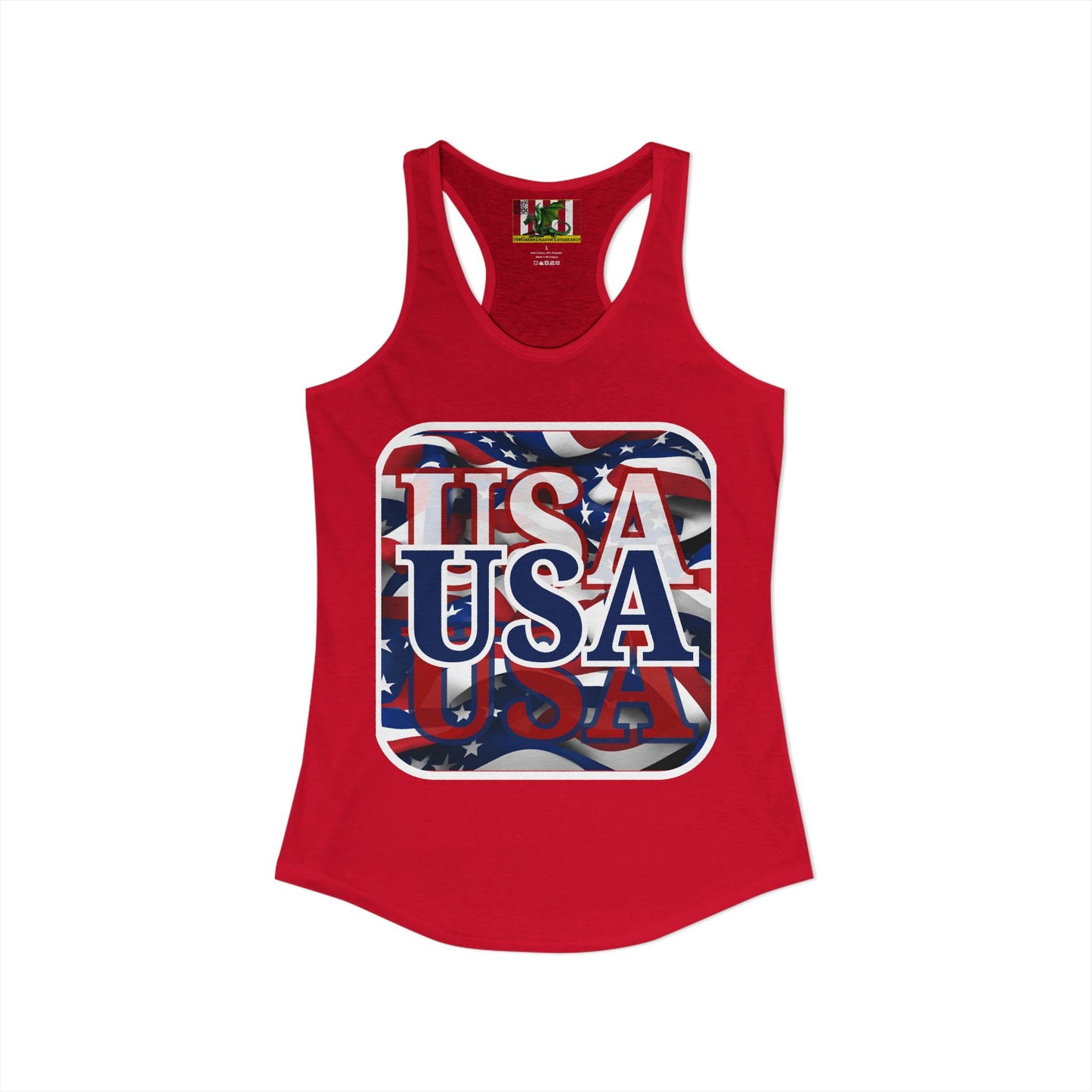 Red White and BLUE USA Patriot Women's Racerback Tank Top by theGreenDragonTavern.shop