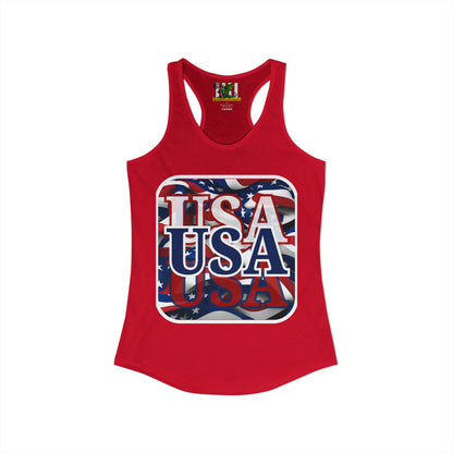 Red White and BLUE USA Patriot Women's Racerback Tank Top by theGreenDragonTavern.shop