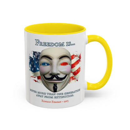 Ronald Reagan Freedom Vendetta White Accent Mug by theGreenDragonTavern.shop