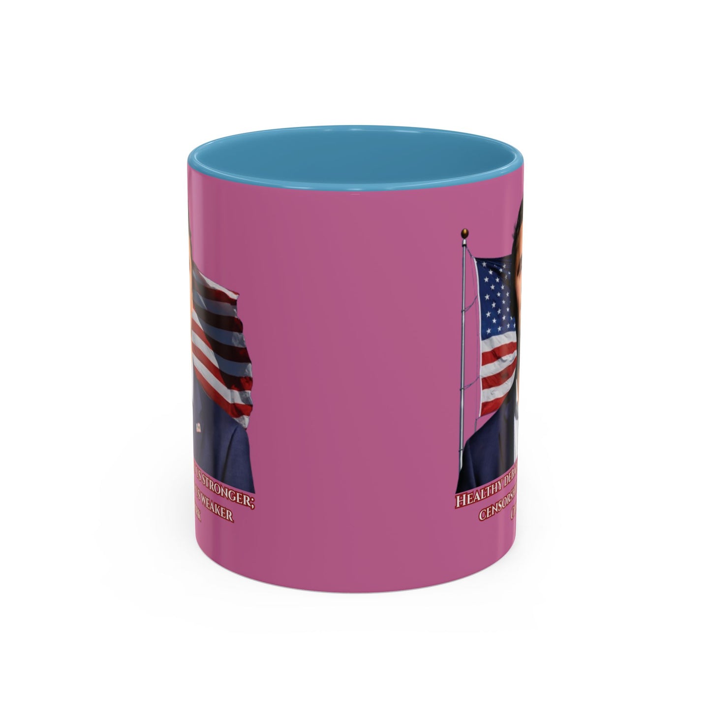 Charlie Kirk, Healthy Debate Pink Accent Mug by theGreenDragonTavern.shop