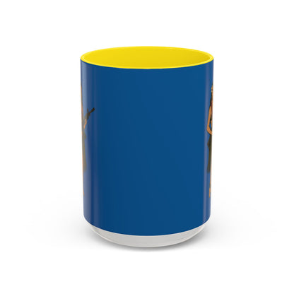 Hula Girl Packin' Heat Dark Blue Accent Mug by theGreenDragonTavern.shop