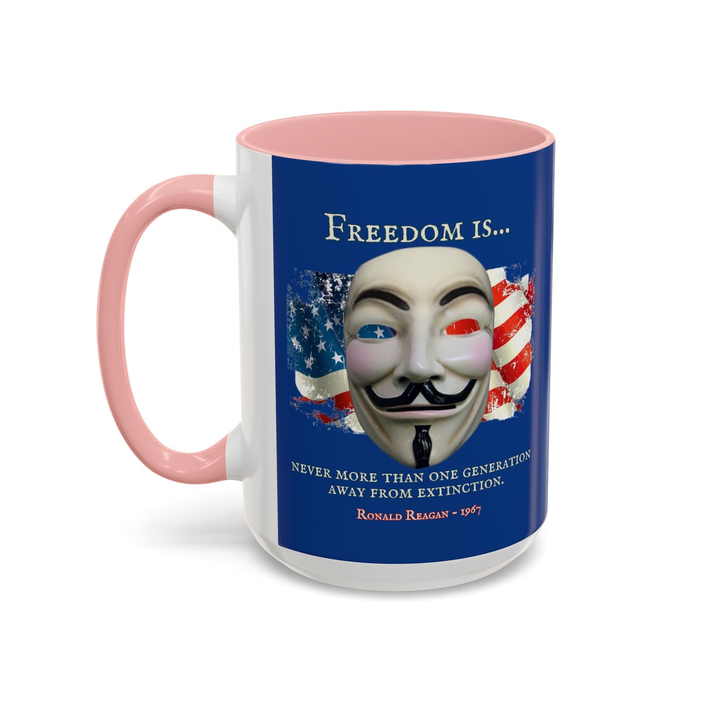 Ronald Reagan Freedom Vendetta Blue Accent Mug by theGreenDragonTavern.shop