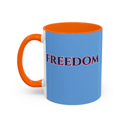 Freedom, Light Blue Accent Mug by theGreenDragonTavern.shop