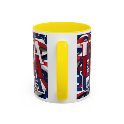 USA Red font Center Patriot White Accent Mug by theGreenDragonTavern.shop
