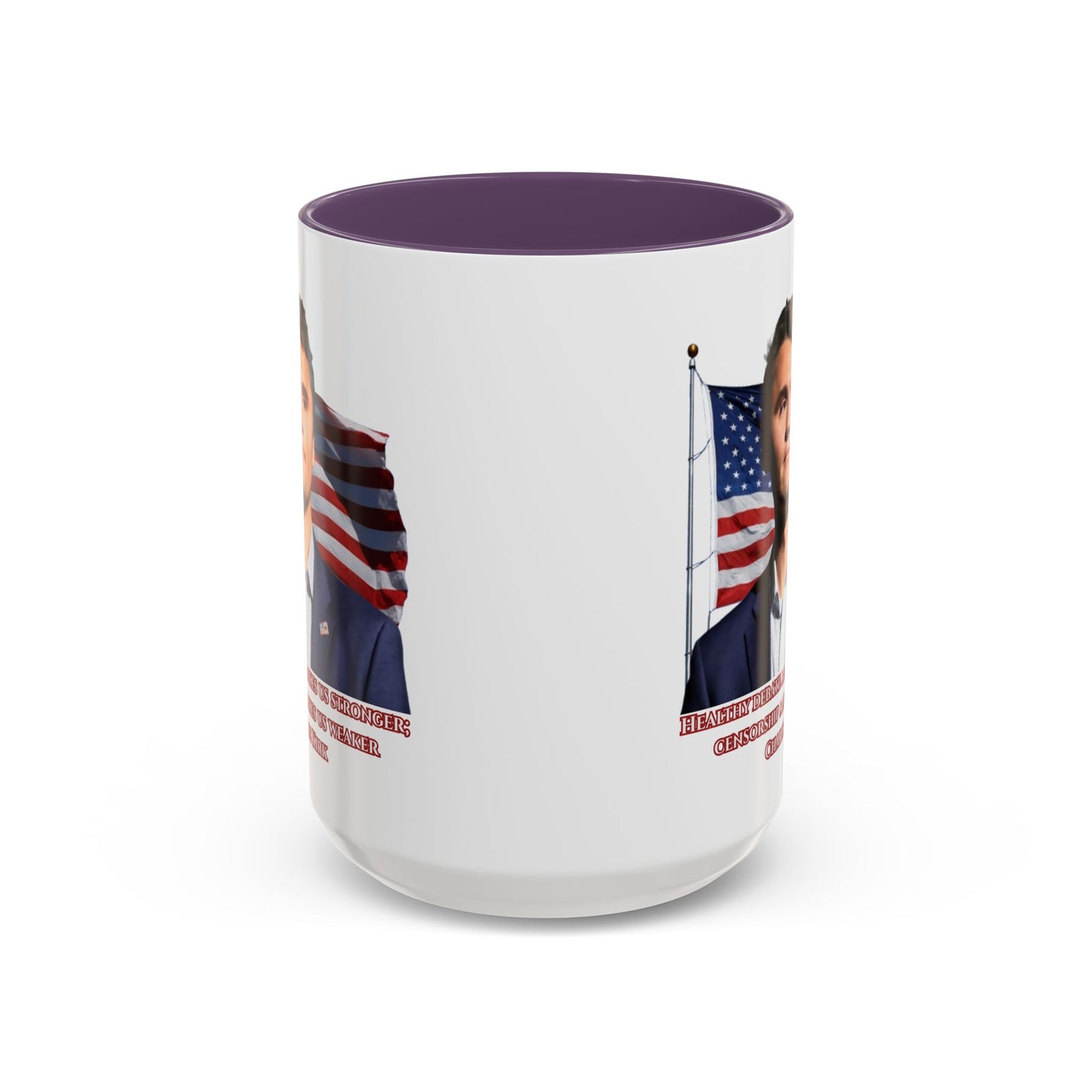 Charlie Kirk, Healthy Debate White Accent Mug by theGreenDragonTavern.shop