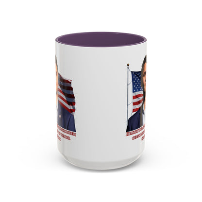 Charlie Kirk, Healthy Debate White Accent Mug by theGreenDragonTavern.shop