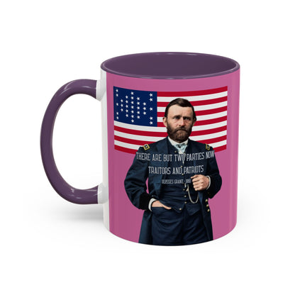 "Traitors and Patriots" Ulysses Grant Pink Accent Mug by theGreenDragonTavern.shop