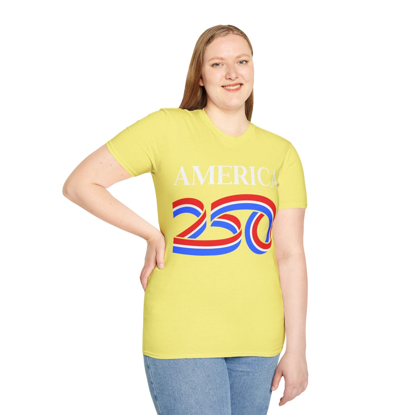 America 250 White font, Light colors, Unisex T-Shirt by theGreenDragonTavern.shop