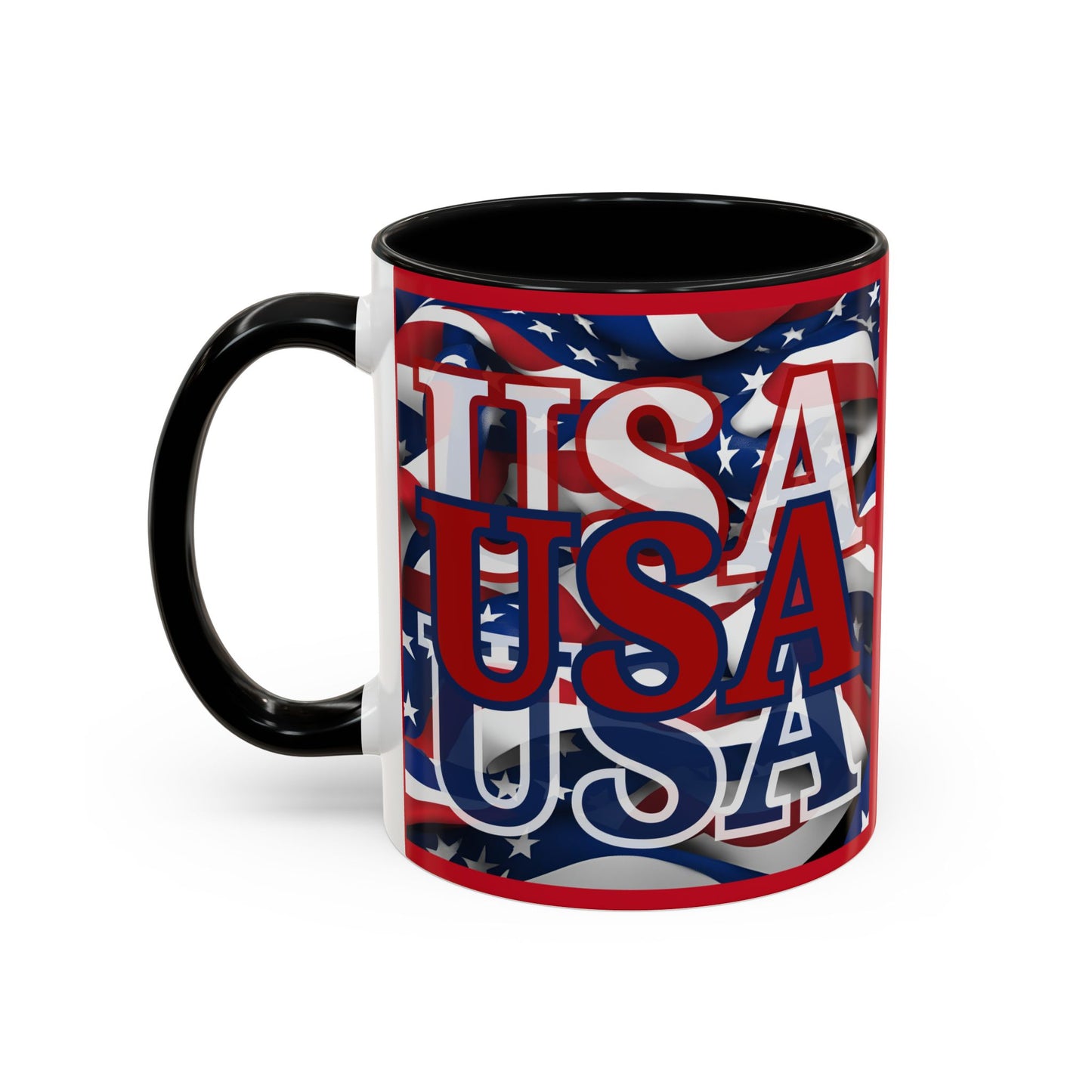USA Red font Center Patriot Red Accent Mug by theGreenDragonTavern.shop