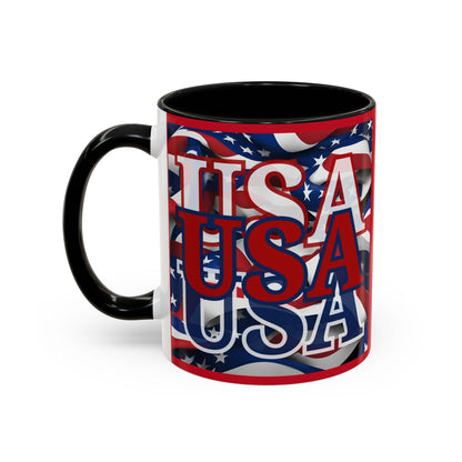 USA Red font Center Patriot Red Accent Mug by theGreenDragonTavern.shop