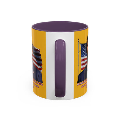 Charlie Kirk, Healthy Debate Yellow Accent Mug by theGreenDragonTavern.shop