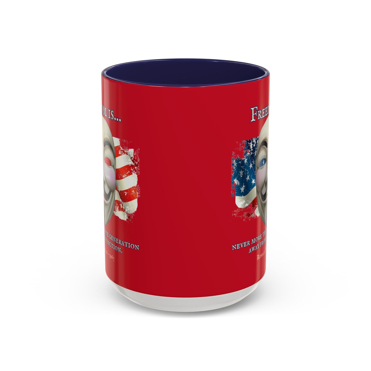 Ronald Reagan Freedom Vendetta Red Accent Mug by theGreenDragonTavern.shop