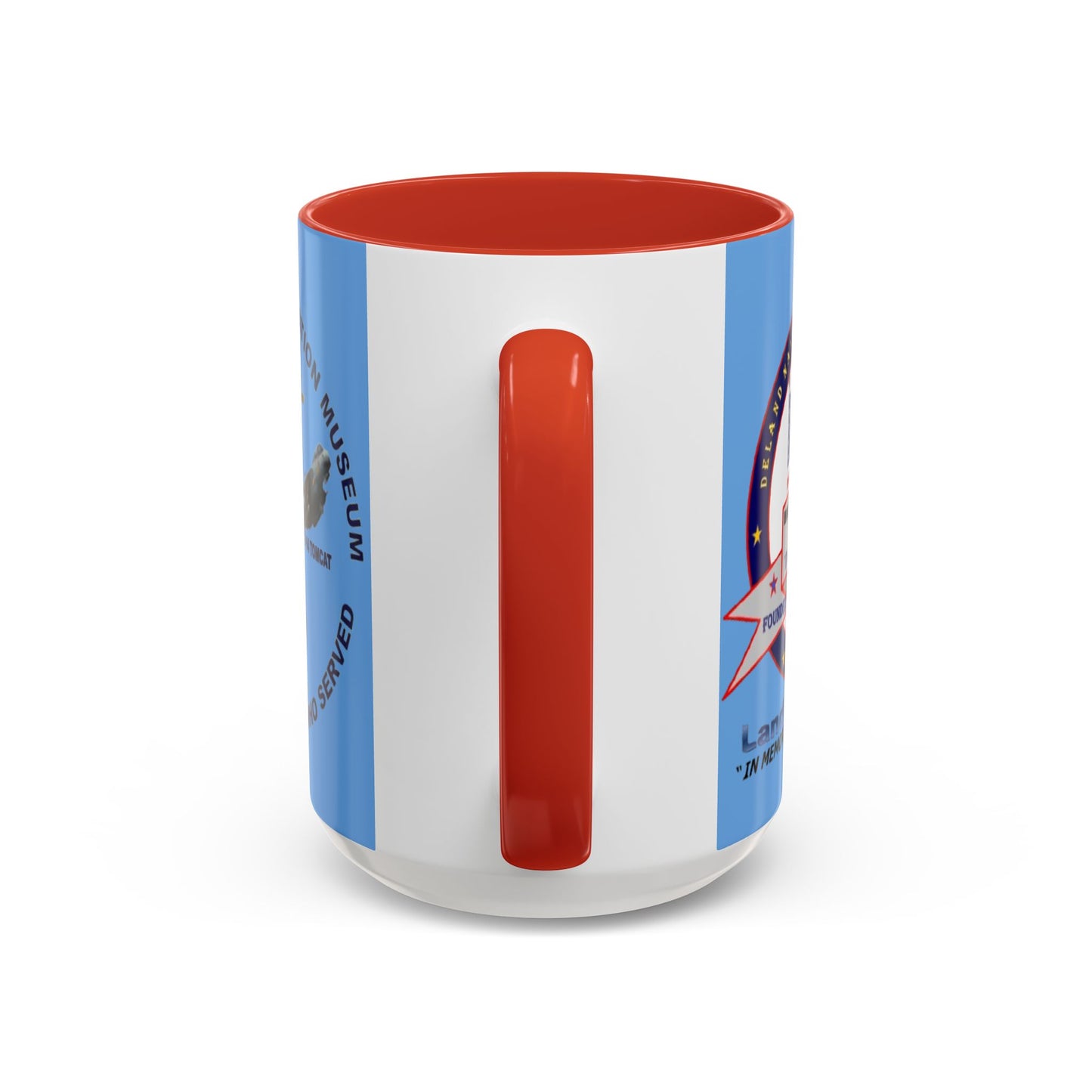 DNASM 2-sided, Founding & Student Art Light Blue Accent Mug by theGreenDragonTavern.shop