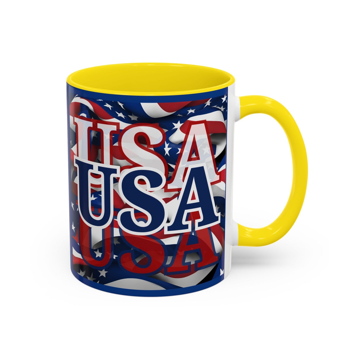 USA Blue font Center Patriot Blue Accent Mug by theGreenDragonTavern.shop