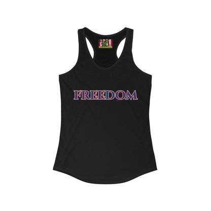Freedom, Blue font Woman's Racerback Tank Top by theGreenDragonTavern.shop