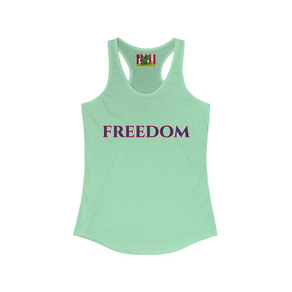 Freedom, Blue font Woman's Racerback Tank Top by theGreenDragonTavern.shop